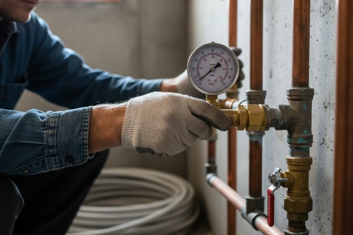 Pressure testing a repaired line during Water Line Repair in McAlisterville